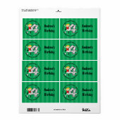 Happy 4th Birthday Round Soccer Goal Labels (Vorne)