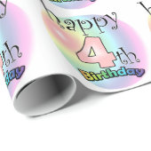 Happy 4th Birthday (roze) Geschenkpapier (Rolleneckpunkt)