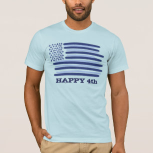 Happy 4th Blue Typ American Flag Tee