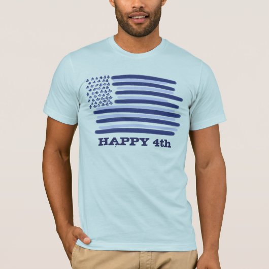 Happy 4th Blue Typ American Flag Tee (Vorderseite)