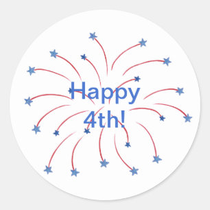 Happy 4th Fireworks Stars Stickers