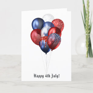 Happy 4th July Glitter Balloons Family Photo Feiertagskarte