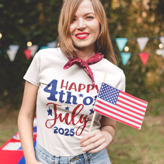 Happy 4th of July 2025 - Patriotic Design in Red & Tri-Blend Shirt