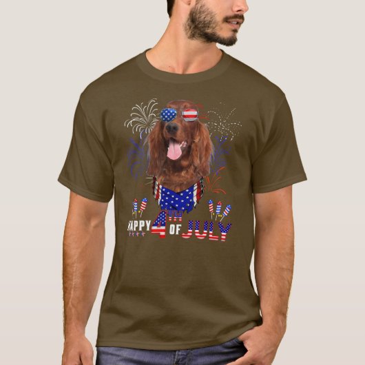 Happy 4th Of July American Flag Irish Setter T-Shirt (Vorderseite)