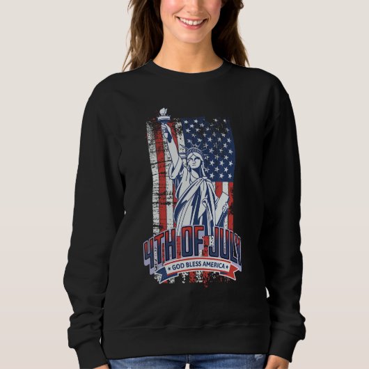 Happy 4th Of July American Flag Patriotic US Women Sweatshirt (Vorderseite)