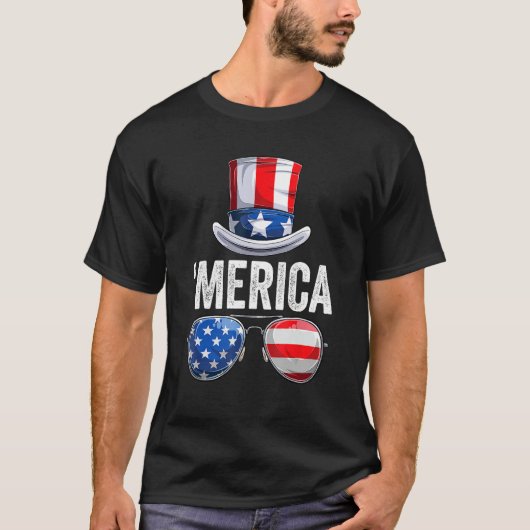 Happy 4th Of July American Patriotic US Flag Meric T-Shirt (Vorderseite)