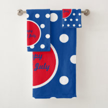 Happy 4th of July Bath Towels (Blue, White & Red)