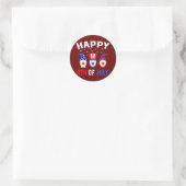 Happy 4th Of July Gnomes Patriotic American Flag Runder Aufkleber (Tasche)