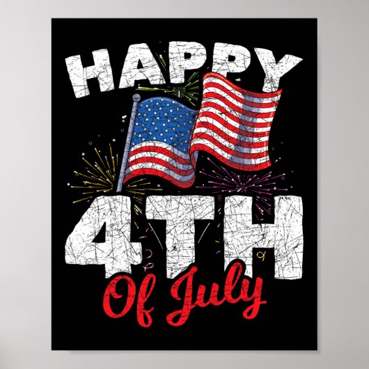 Happy 4th Of July Patriotic American Us Flag 4th O Poster (Vorne)