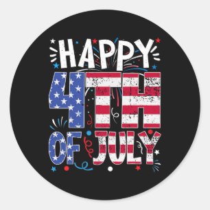 Happy 4th Of July Patriotic American Us Flag 4th O Runder Aufkleber