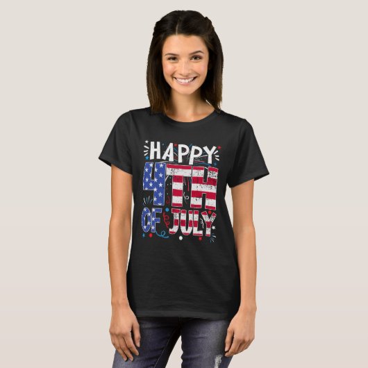 Happy 4th Of July Patriotic American Us Flag 4th O T-Shirt (Vorne ganz)