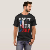Happy 4th Of July USA Flag Fireworks Firecrackers T-Shirt (Vorne ganz)