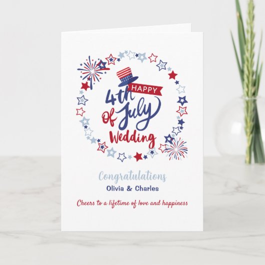 Happy 4th of July Wedding Congratulations Custom  Karte (Vorderseite)