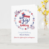 Happy 4th of July Wedding Congratulations Custom  Karte (Gelbe Blume)