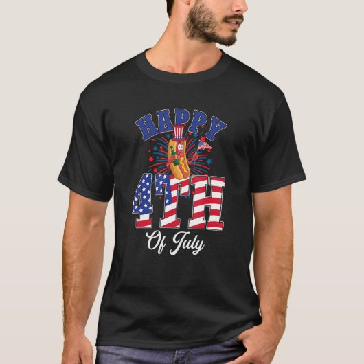 Happy 4th Of July Wiener Beer Fireworks Independen T-Shirt (Vorderseite)