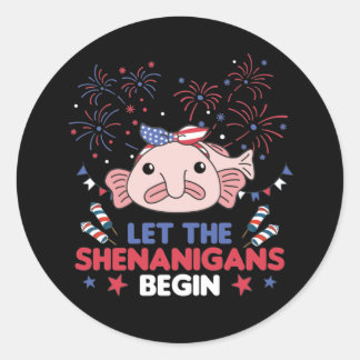 Happy 4th Sweet Blobfish mit Fireworks America Runder Aufkleber