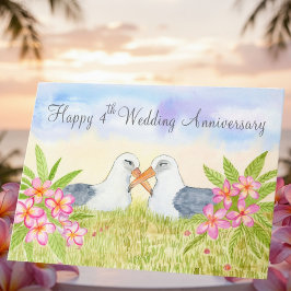 Happy 4th Wedding Anniversary Laysan Albatross Karte