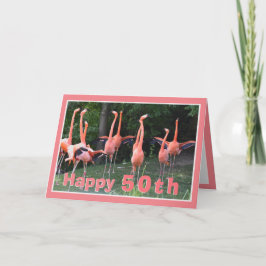 Happy 50 Flamingo Geburtstagskarte Karte