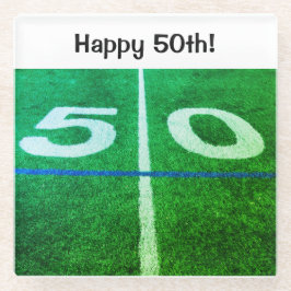 Happy 50. Fußball 50 Werft Linie Foto Glasuntersetzer