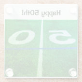 Happy 50. Fußball 50 Werft Linie Foto Glasuntersetzer (Rückseite)