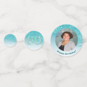 Happy 50. Geburtstag Chic Aquamarin Blue Glitzer Konfetti (Vorderseiten)