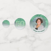 Happy 50. Geburtstag Chic Falling Green Glitzer Konfetti (Vorderseiten)