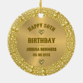 Happy 50. Geburtstag Diamonds & Gold Keramik Ornament (Hinten)