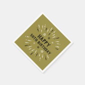 Happy 50. Geburtstag Feuerwerk Gold Schwarz-weiß Serviette (Ecke)