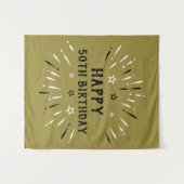 Happy 50. Geburtstag Feuerwerk Gold Schwarz-weiß Wandteppich (Vorderseite (Horizontal))