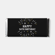 Happy 50. Geburtstag Feuerwerk Schwarz-weiß Gold