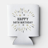 Happy 50. Geburtstag Feuerwerk White Black Gold Dosenkühler (Rückseite)