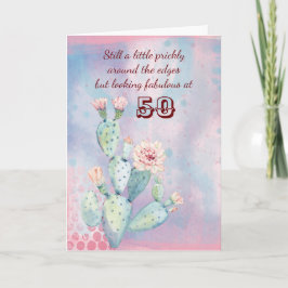 Happy 50. Geburtstag Friend Watercolor Cactus Karte