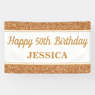 Happy 50. Geburtstag Gold Glitzer Banner
