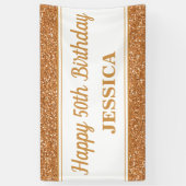Happy 50. Geburtstag Gold Glitzer Banner (Vertikal)