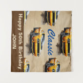 Happy 50. Geburtstag Klassischer Muskel Car Hinter Wandteppich (Vorderseite (Horizontal))