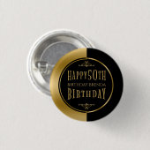 Happy 50. Geburtstag Modernes geometrisches Schwar Button (Vorne & Hinten)