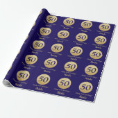 Happy 50. Geburtstag Navy Blue und Gold Glitzer Geschenkpapier (Ungerollt)