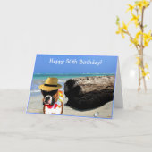 Happy 50. GeburtstagBoxer Grußkarte Karte (Gelbe Blume)