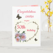 Happy 50. Geburtstags Design Grußkarte Karte (Gelbe Blume)