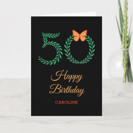 Happy 50. Geburtstags Greenery Butterfly Card Karte