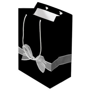 Happy 50. Geburtstagsbow auf Black Medium Geschenk Mittlere Geschenktüte