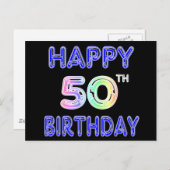 Happy 50. Geburtstagsgeschenke und Geburtstagsklei Postkarte (Vorne/Hinten)