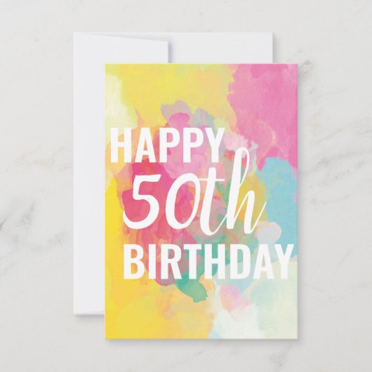 Happy 50. Geburtstagskarte ("Wasserfarben") (Vorderseite)