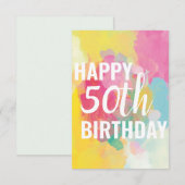Happy 50. Geburtstagskarte ("Wasserfarben") (Vorne/Hinten)