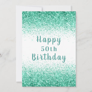 Happy 50. Green Glitzer Typografie Geburtstag Karte