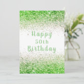 Happy 50. Green Gold Glitzer Typografie Karte (Stehend Vorderseite)