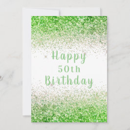 Happy 50. Green Gold Glitzer Typografie Karte