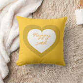 Happy 50. Herz in Weiß und Gold Kissen (Decke)