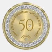 Happy 50. Hochzeitstag Diamanten und Gold Runder Aufkleber (Vorderseite)