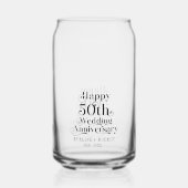 Happy 50. Hochzeitstag Schwarze Typografie Dosenglas (Rückseite)